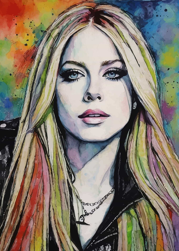Avril Lavigne Watercolor Portrait