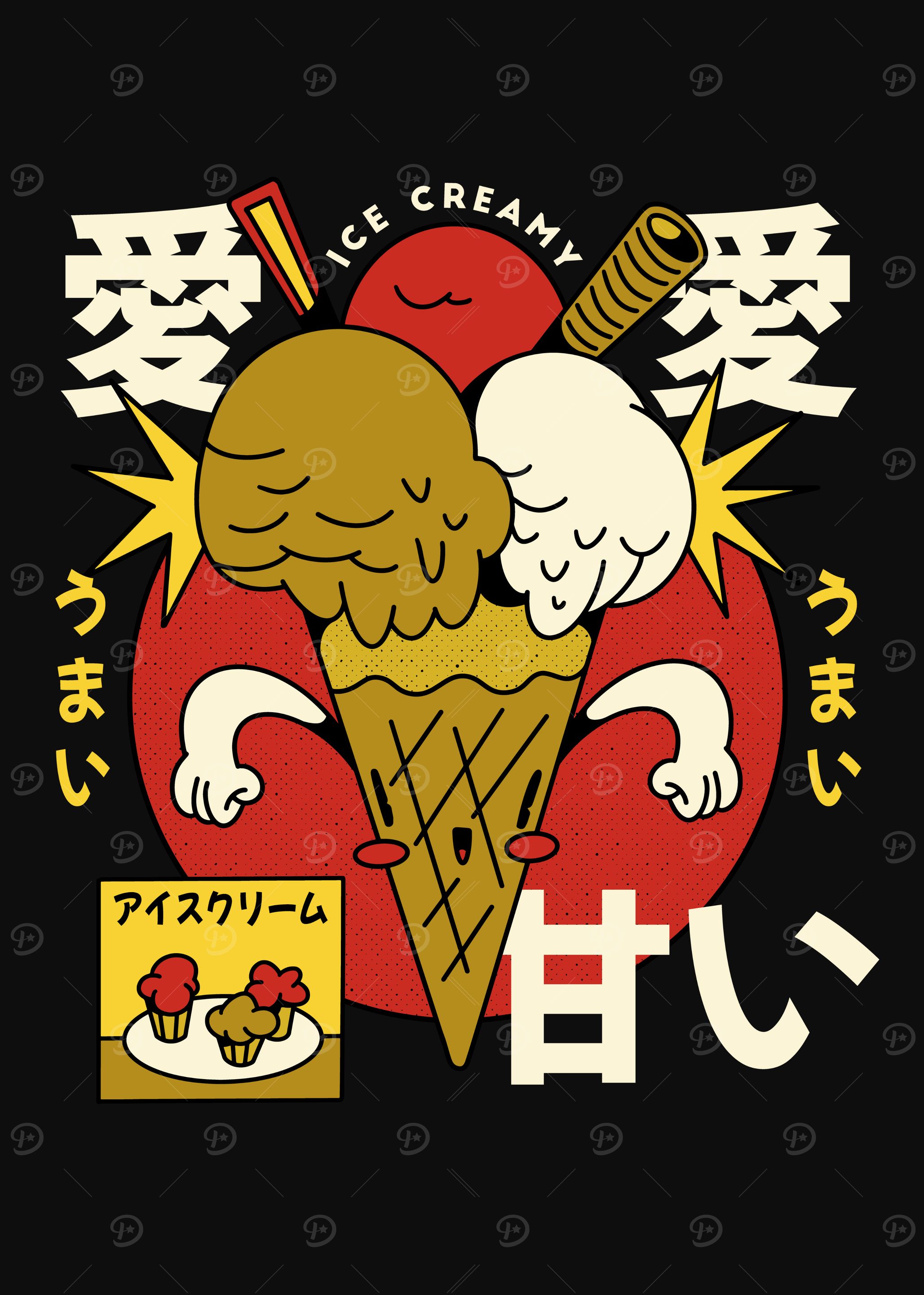 Retro Ice Creamy Cartoon