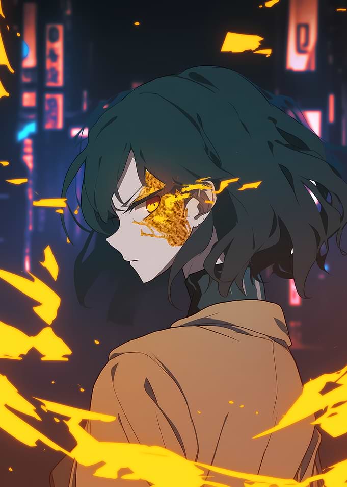 Anime Girl with Fire