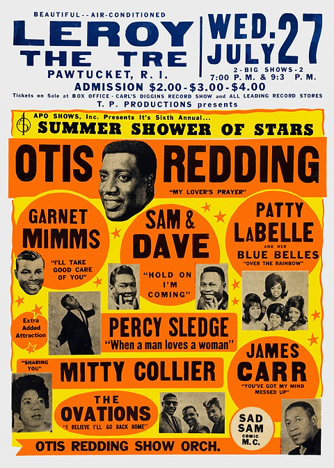 Otis Redding Summer Shower of Stars — vintage concert poster on metal