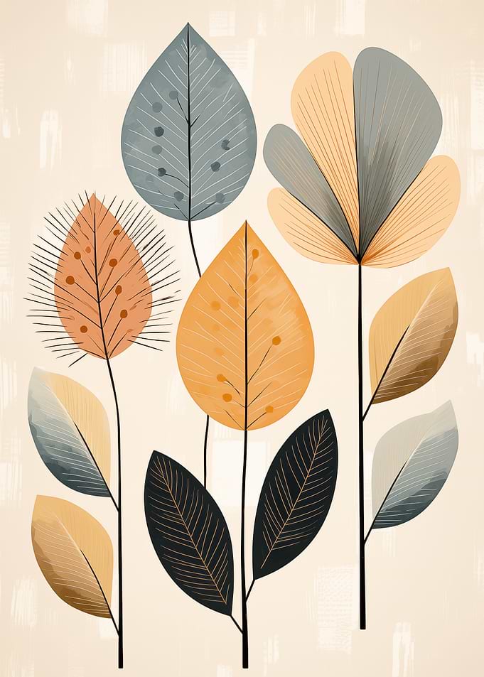 Abstract Floral Art Leaves