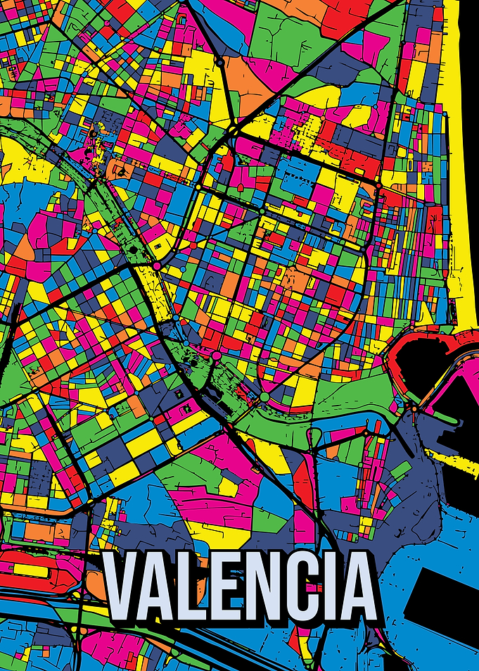 Valencia City Map Pop Art