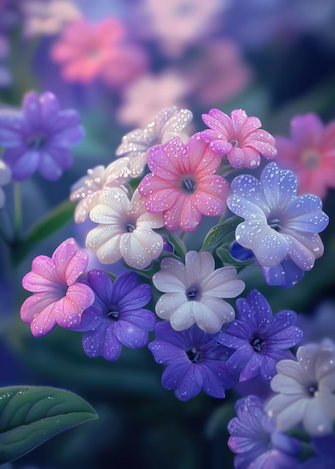 Delicate Verbena Flowers with Dew