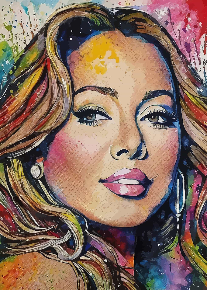 Mariah Carey Watercolor Portrait