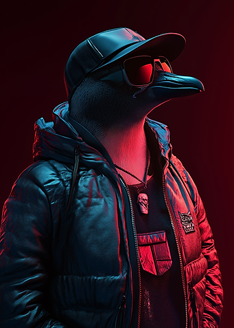 Neon Cyberpunk Penguin