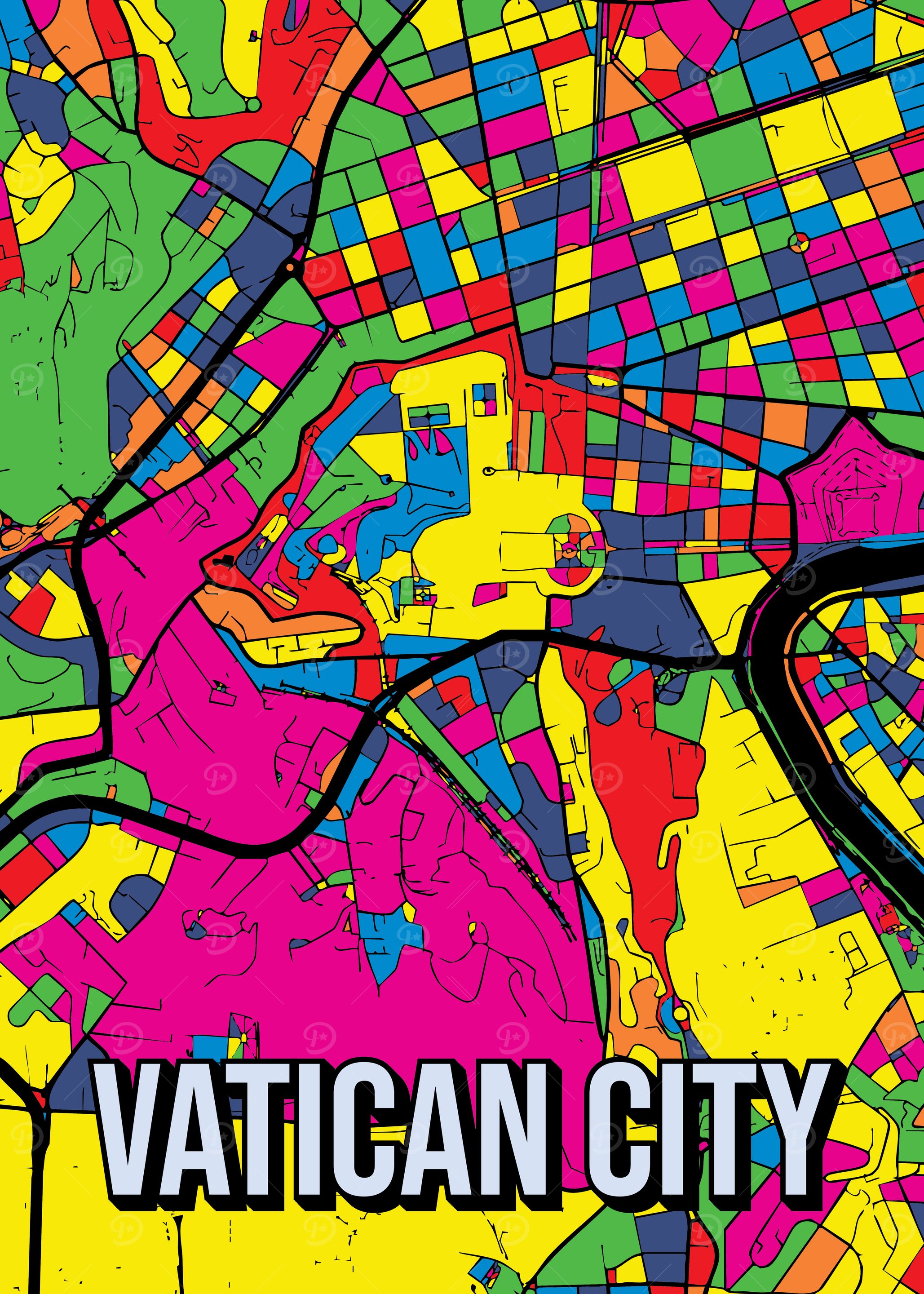 Vatican City Map Pop Art