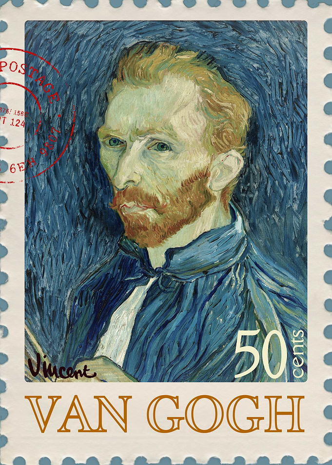 Van Gogh Self-Portrait Stamp - Faux Vintage