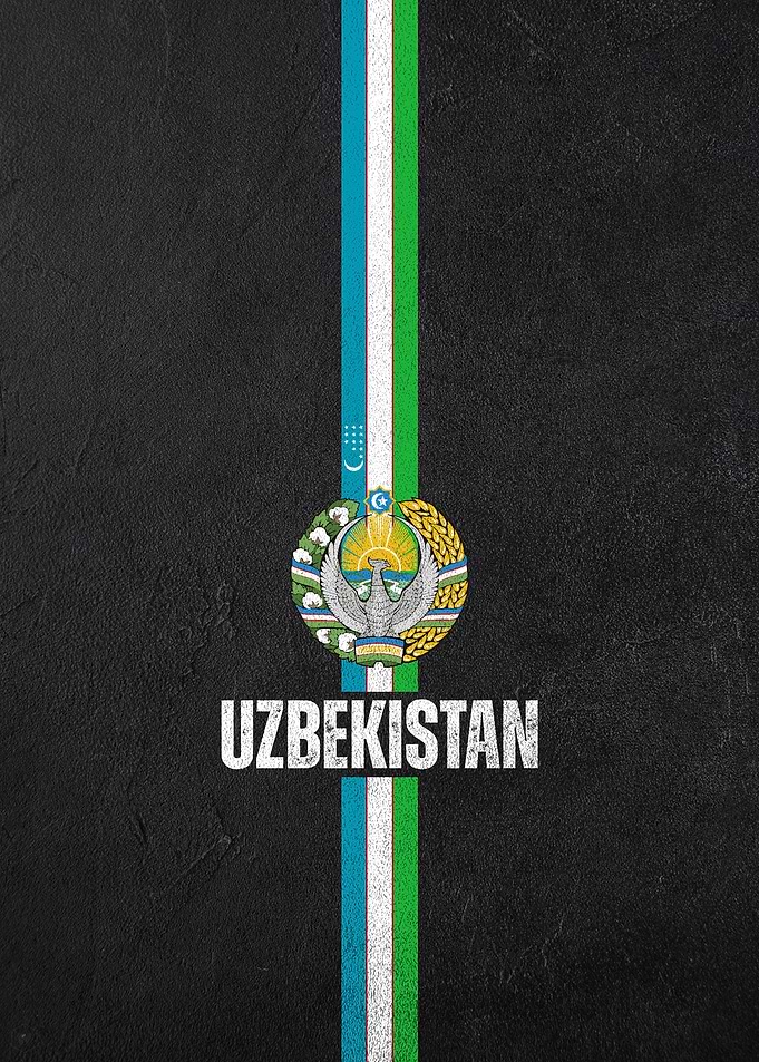 Uzbekistan Flag on Black