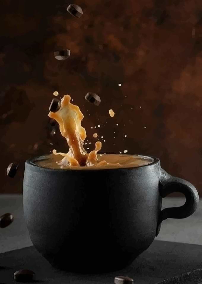 Coffee Splash in Black Mug
