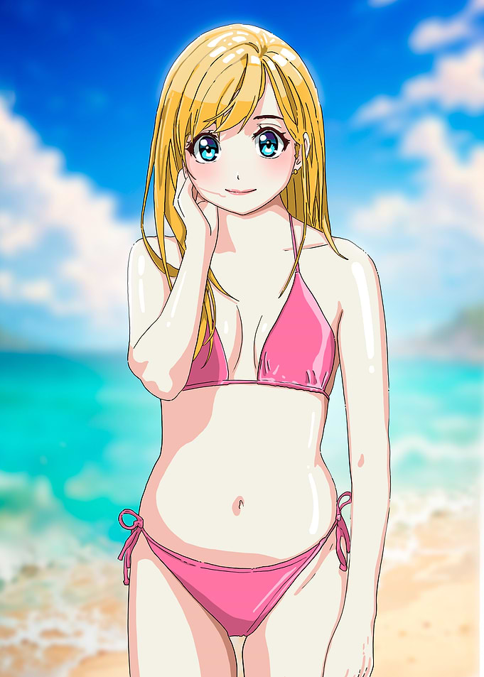 Anime Girl in Pink Bikini