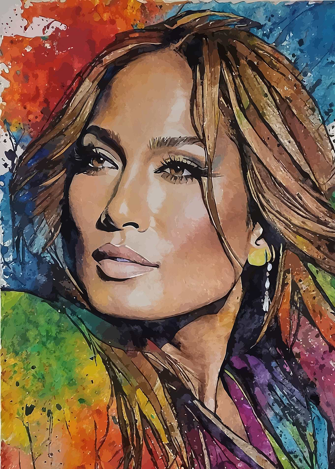 Jennifer Lopez Watercolor Portrait