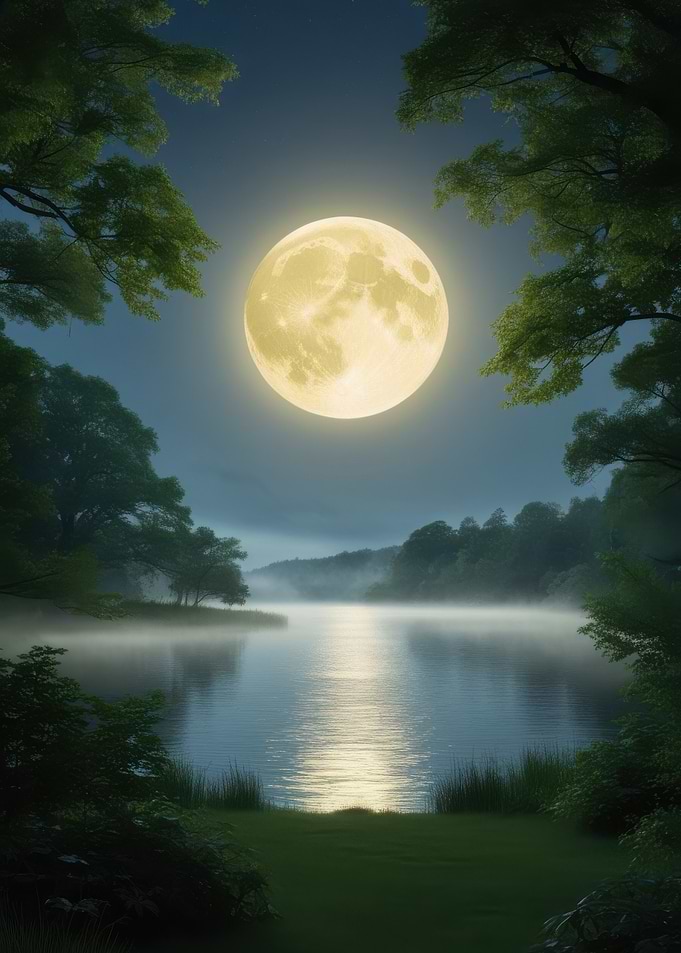 Full Moon Over Lake