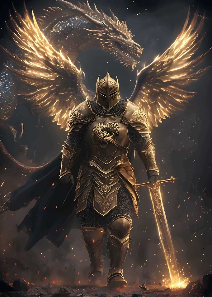 Golden Knight and Dragon
