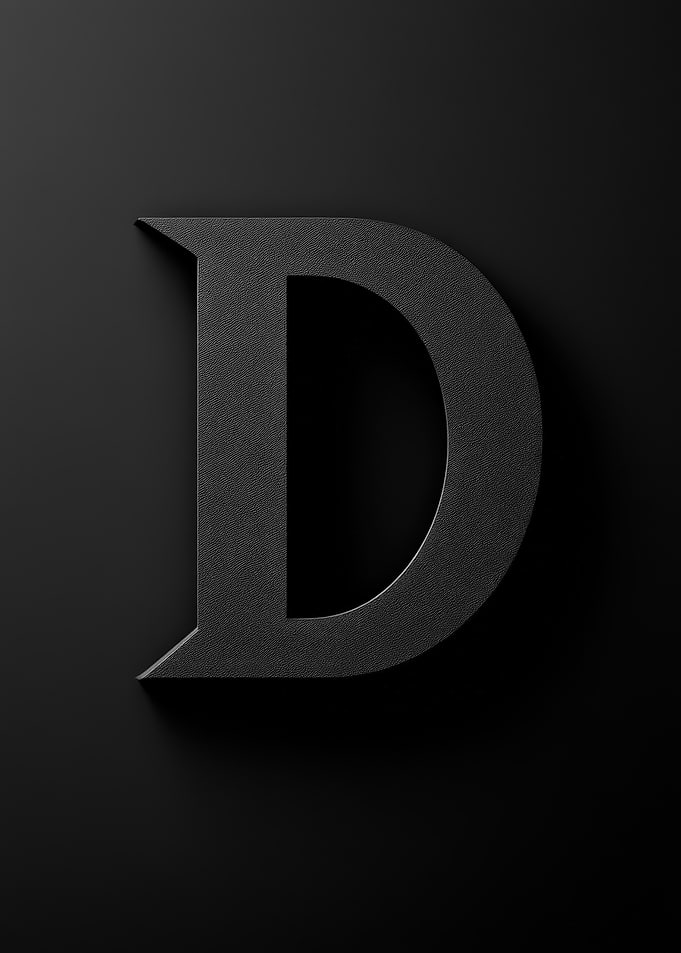 Matte Black Letter D