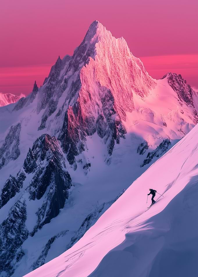 Skiing in Pink Mountains