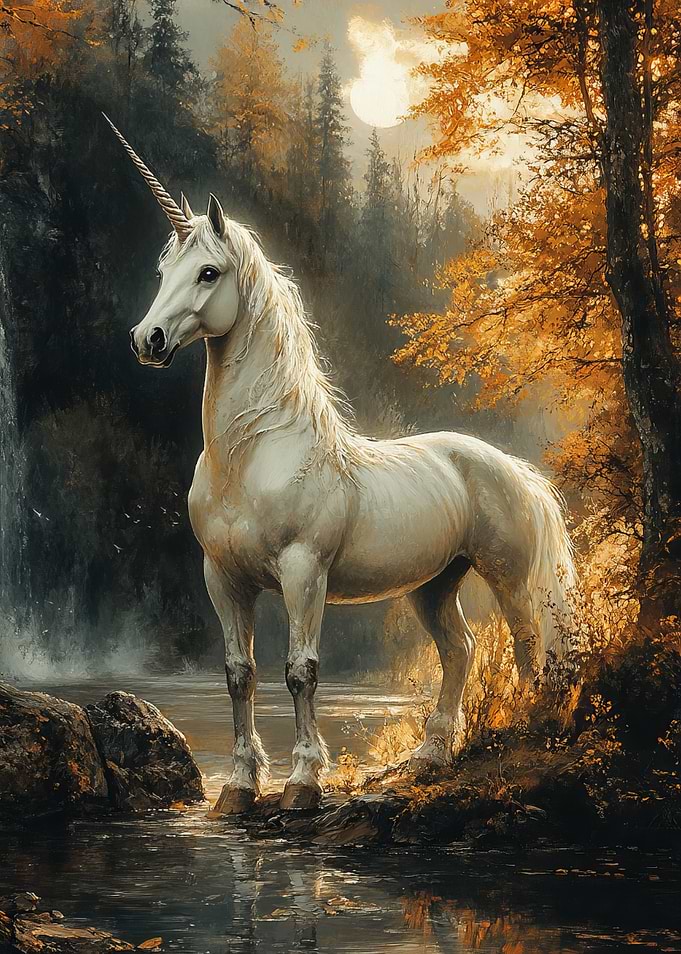 White Unicorn in Forest