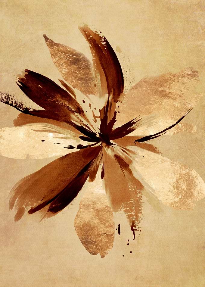 Gold and Brown Abstract Flower