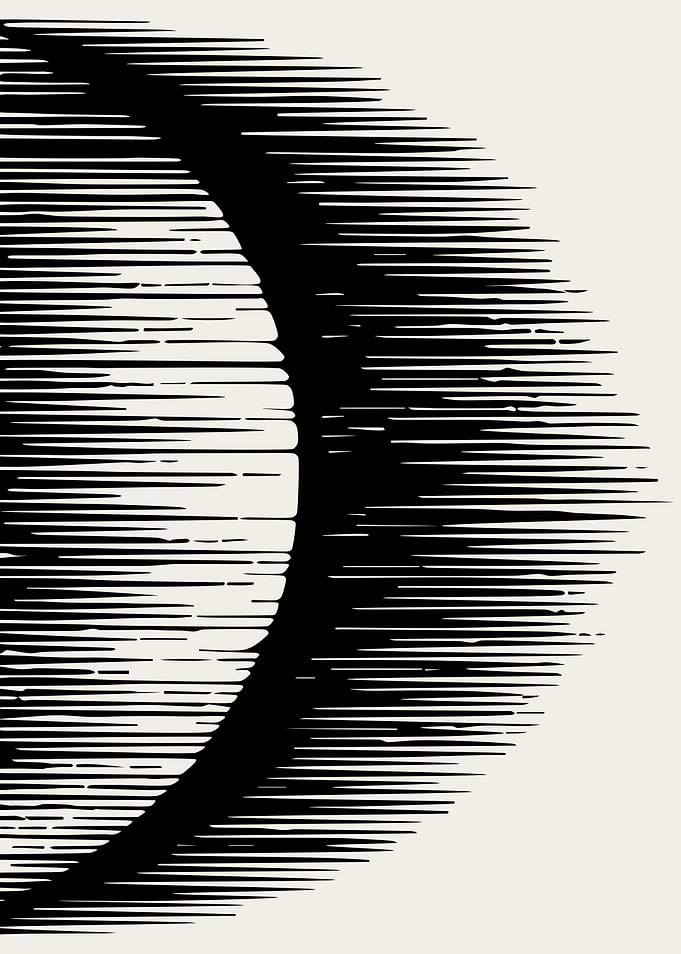 Lunar Phase Abstract Black and White Art