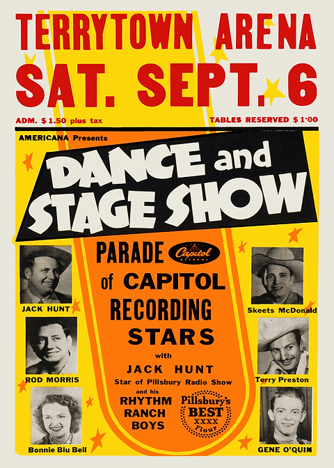 Country Music Dance Show — vintage concert poster on metal