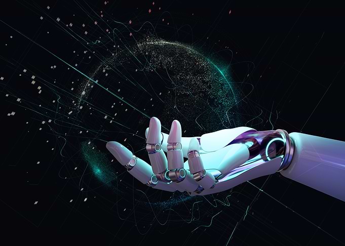 Robot Hand Holding Data Sphere