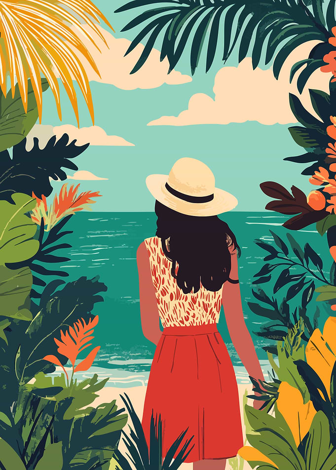 Woman and Ocean Minimalist Art