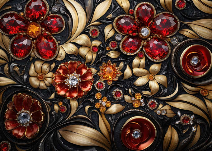 Ornate Floral Design with Gems