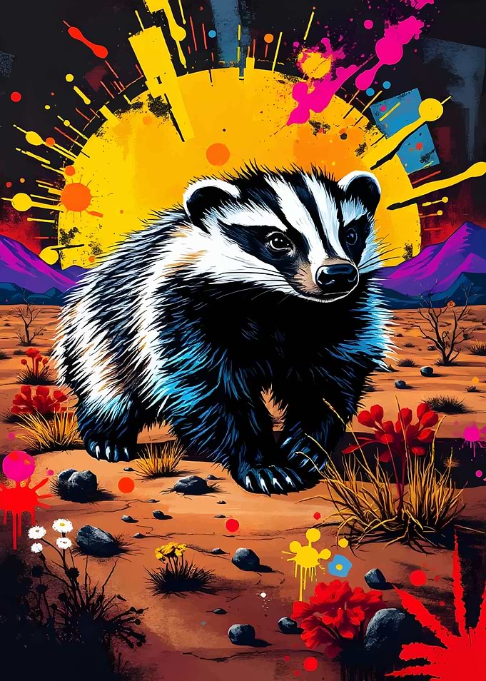 Badger in Desert Sunset