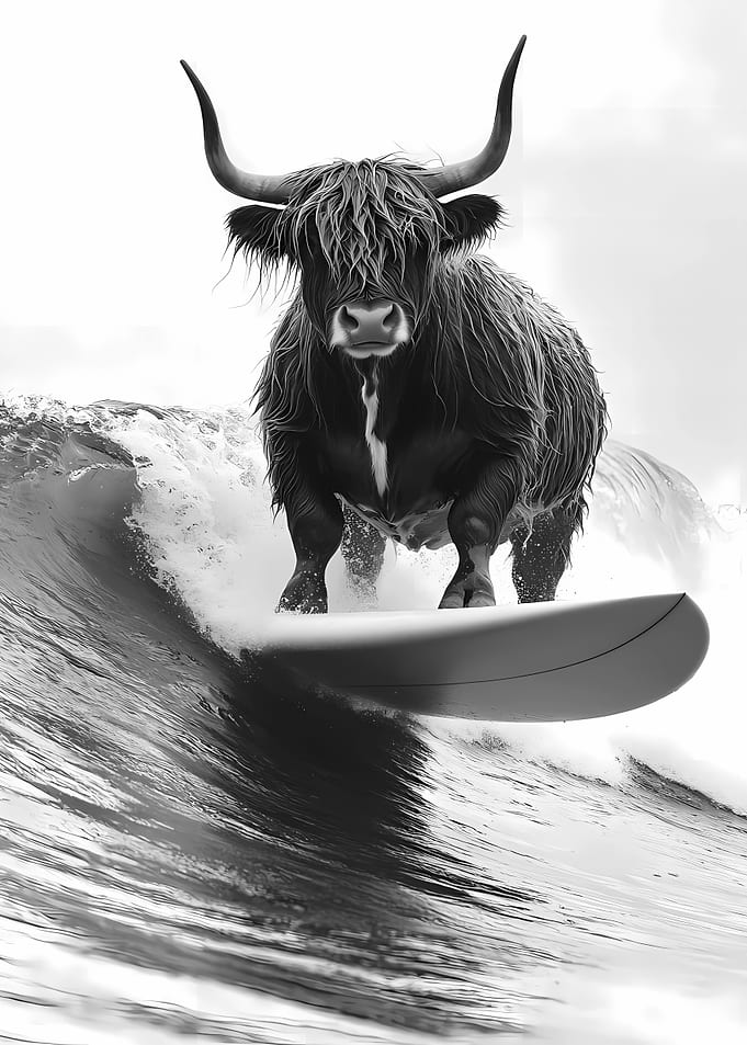 Highland Cow Surfing