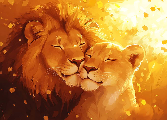 Lion Couple in Love
