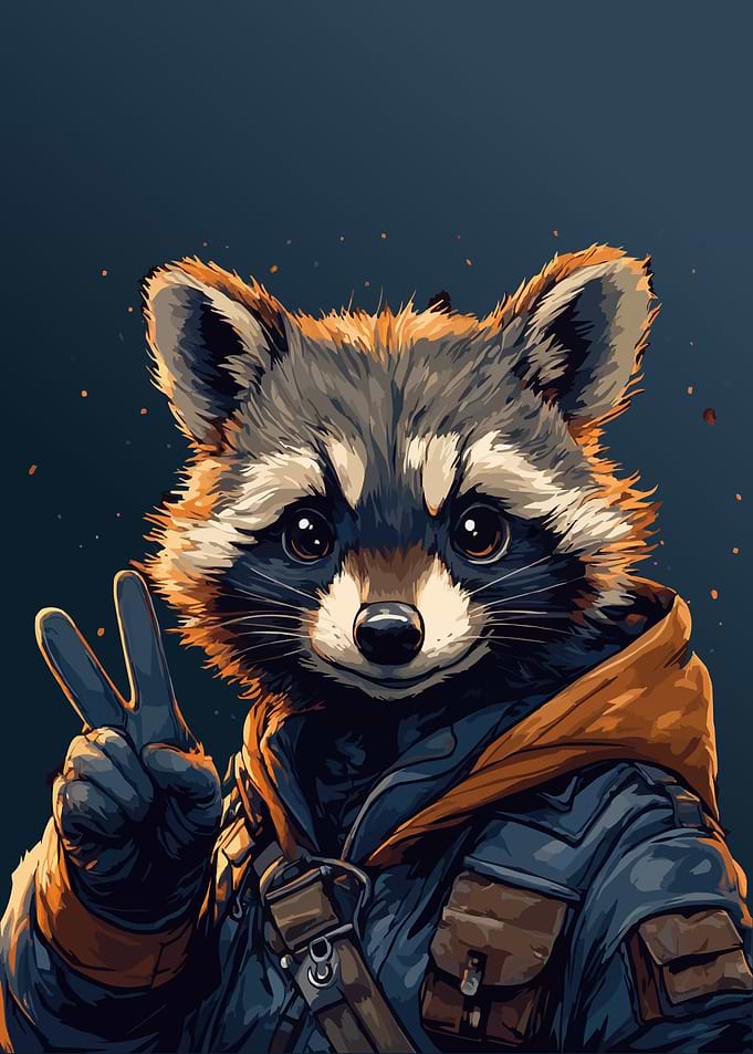 funny Raccoon Peace Sign