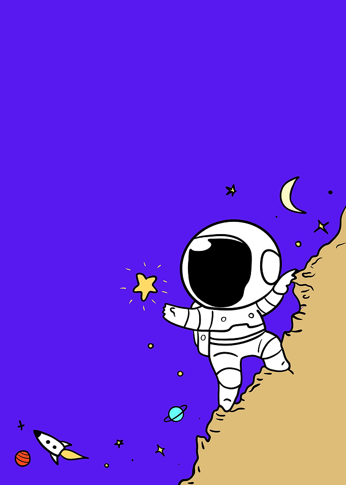 Cute Astronaut Reaching for Star