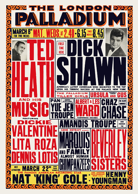 London Palladium Show Poster — retro concert bill printed on metal