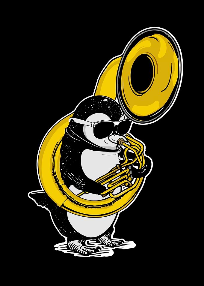 Penguin Playing Sousaphone Marching Band Sousaphone