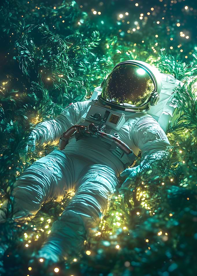 Surrounded by shimmering seaweed that glows with a Poster