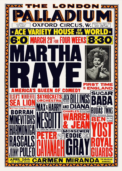 London Palladium Show Poster — retro concert bill printed on metal