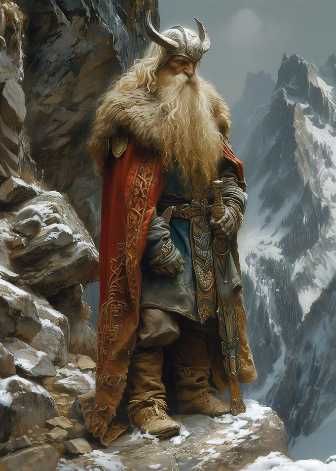 Viking Warrior on Mountaintop