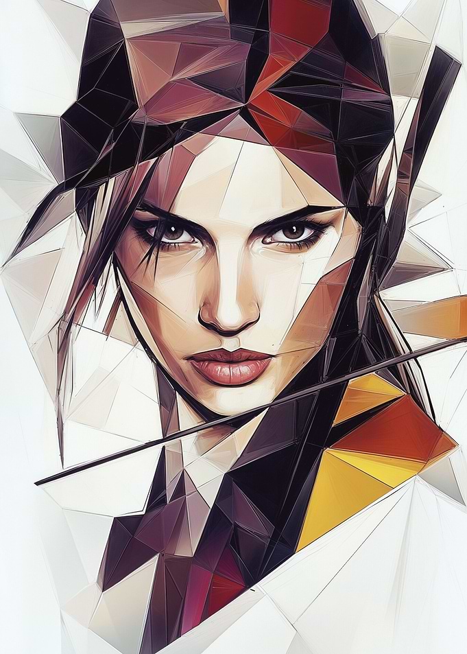 Woman with Geometric Portrait