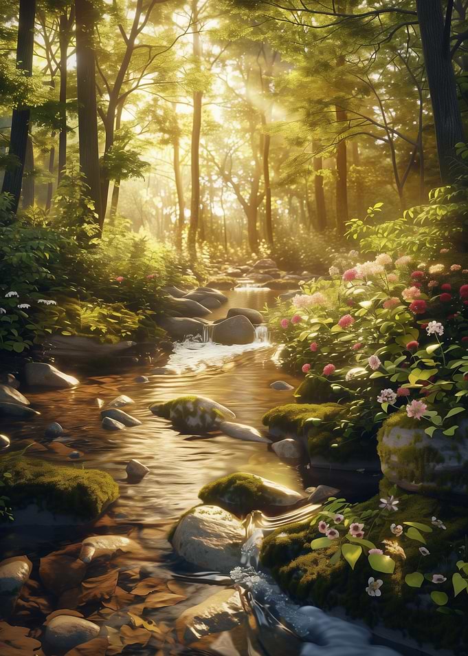 Sunlit Forest Stream