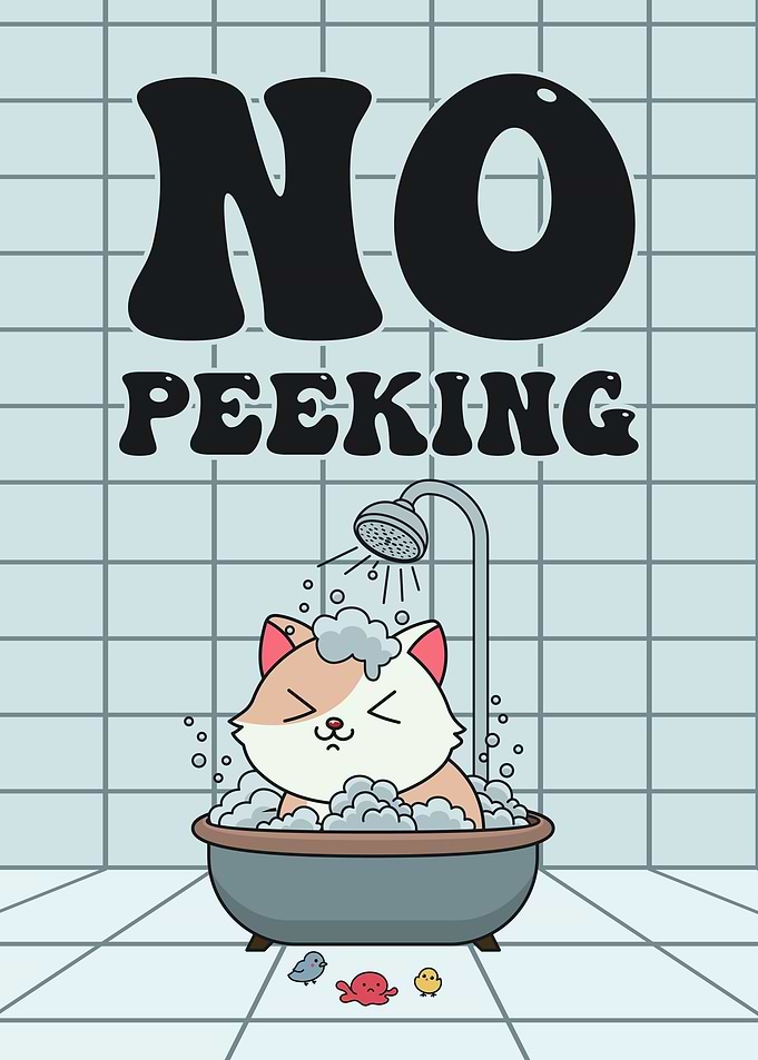 Funny Cat Bath Poster