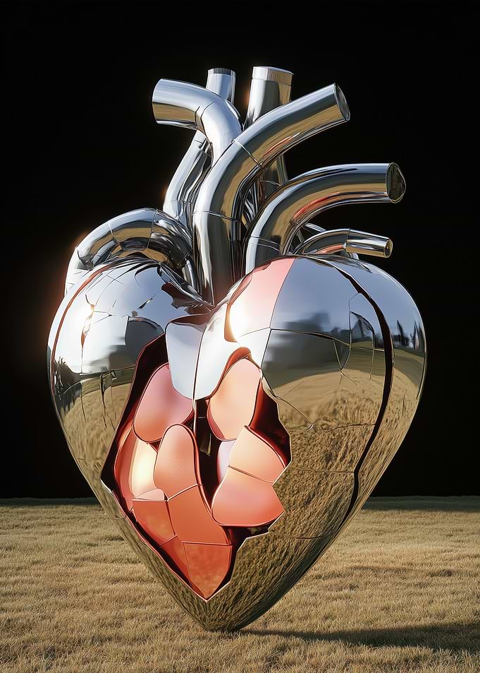 Metallic Heart Sculpture