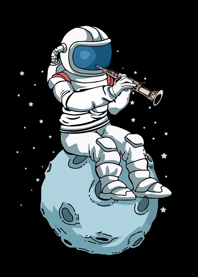 Astronaut Playing Oboe Oboist Kids Music Oboe