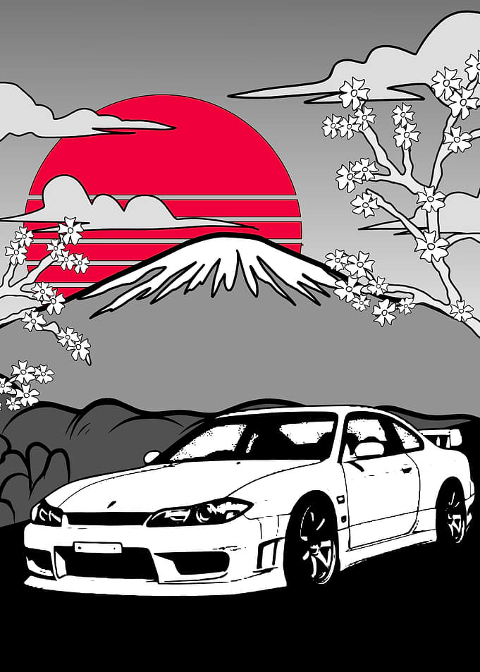 Japanese Sports Car Sunset nissan silvia