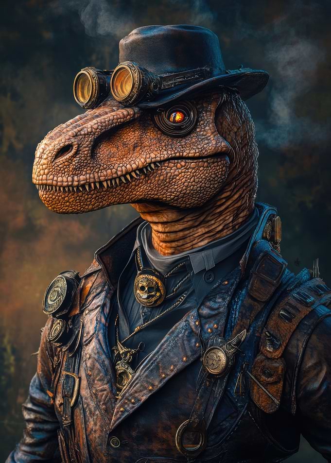 Cool Steampunk Raptor Dinosaur