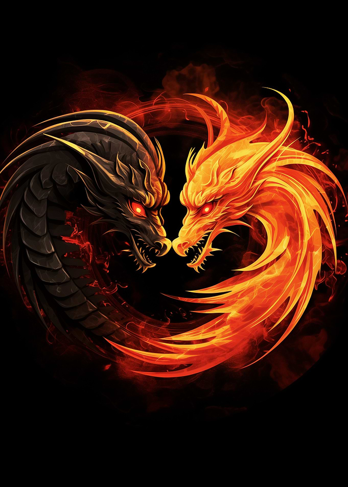 Black and Fire Dragon