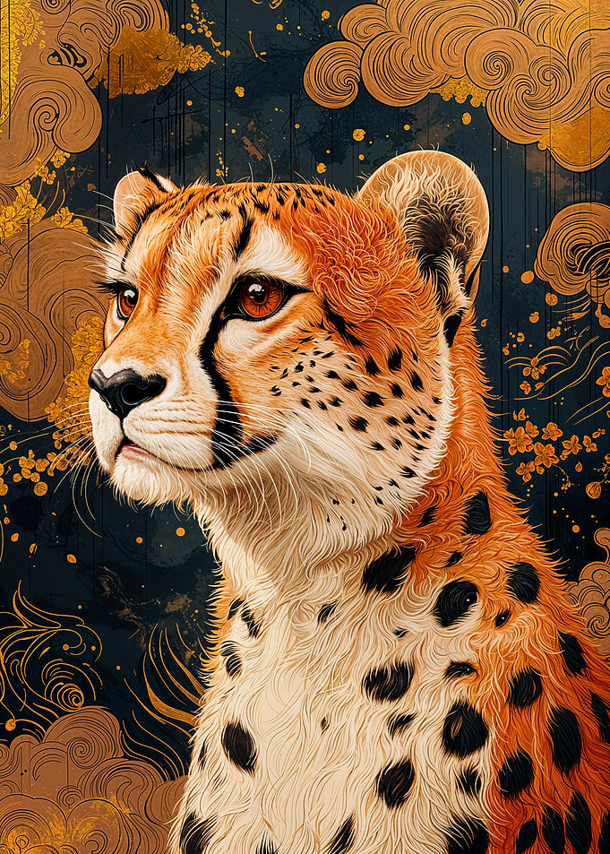 Cheetah with Golden Clouds
