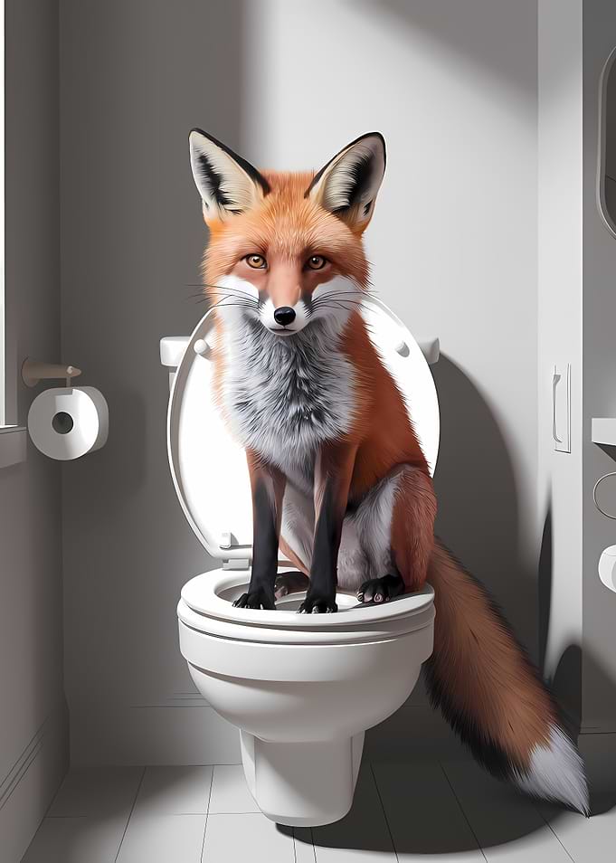 Realistic Toilet Fox Art