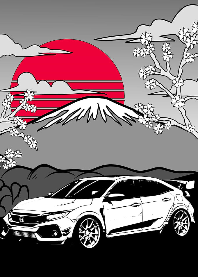 Honda Civic Type R with Mt. Fuji
