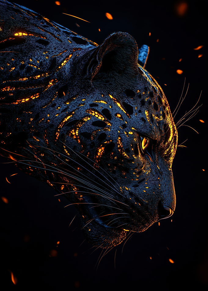 Black Panther with Glowing Spots