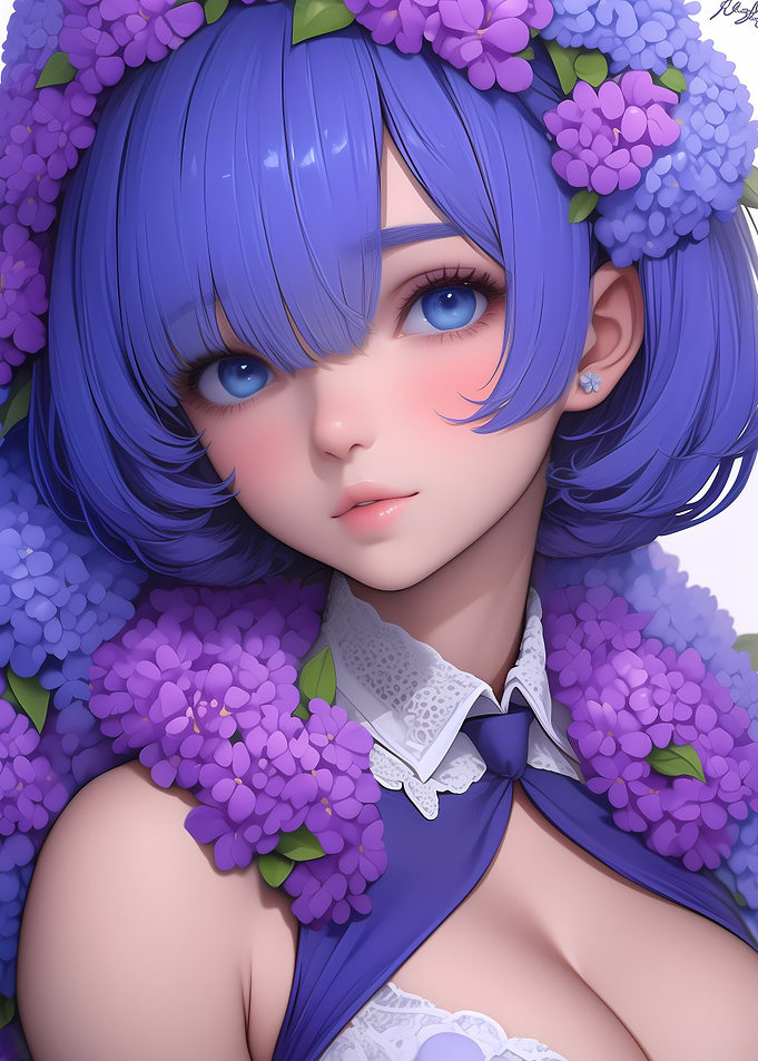 Anime Girl with Flowers