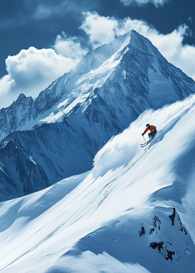 Skier on Mountain Slope